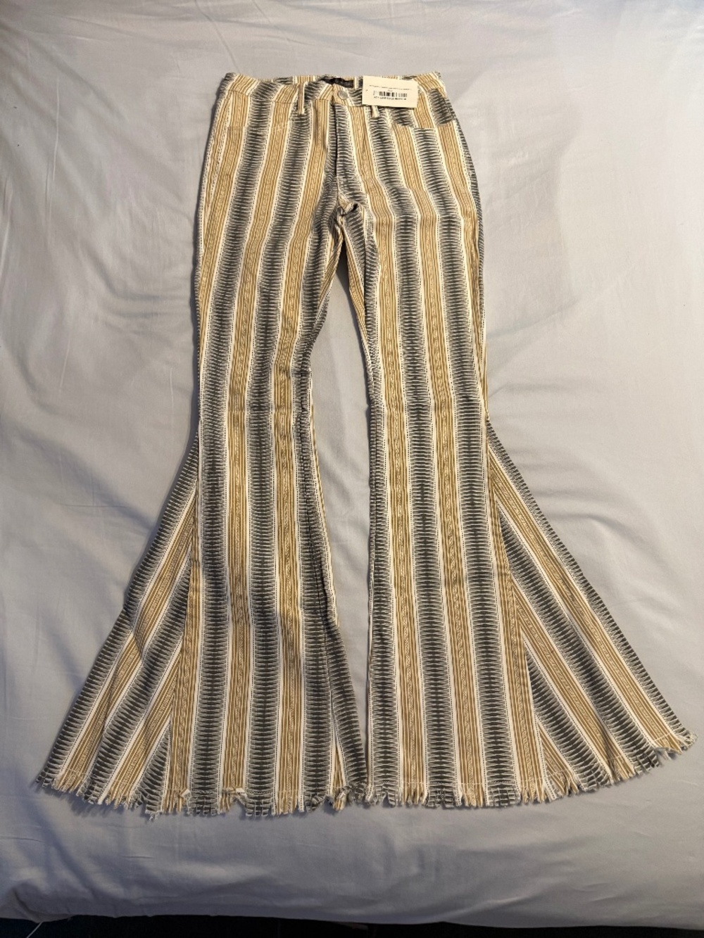 Lil Bee's Bohemian "Ole Wilder Days" Geometric Aztec Striped Bell Bottoms *NWT*